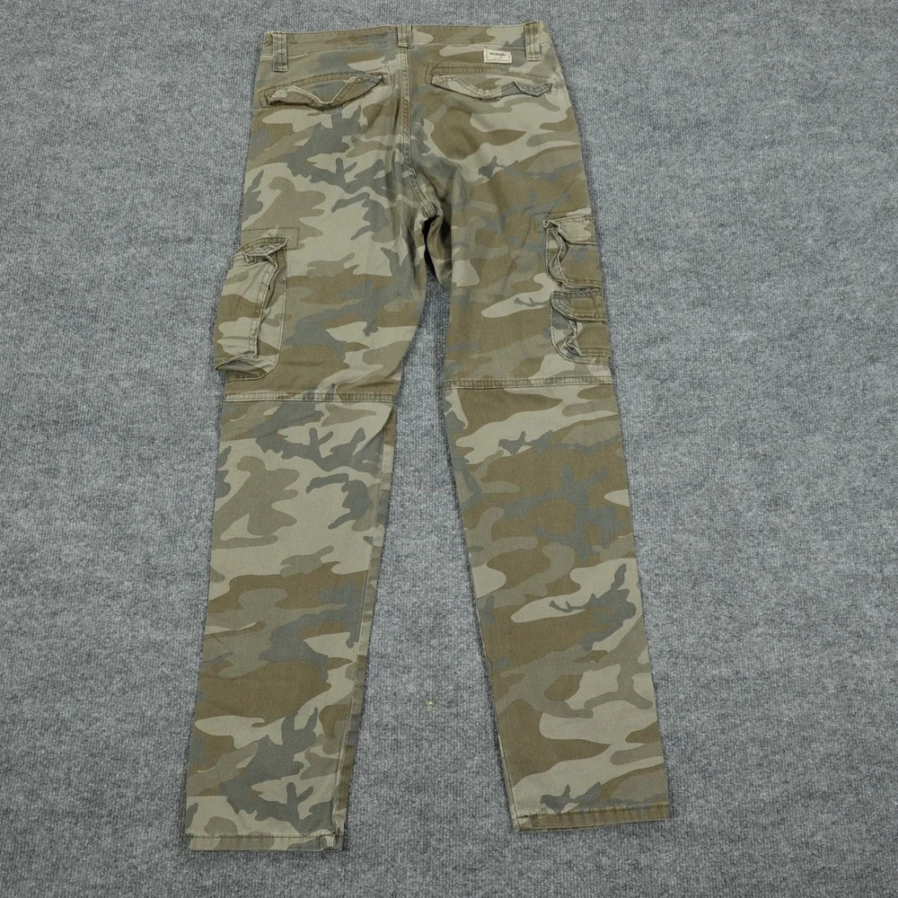 Wrangler Cargo Pants Men 32x32 Green Camo Regular Taper Stretch Tactical Utility
